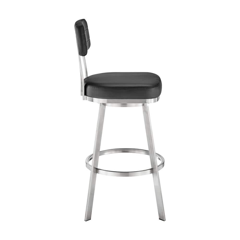 Luxe Black Leather & Chrome Swivel Adjustable Counter Stool