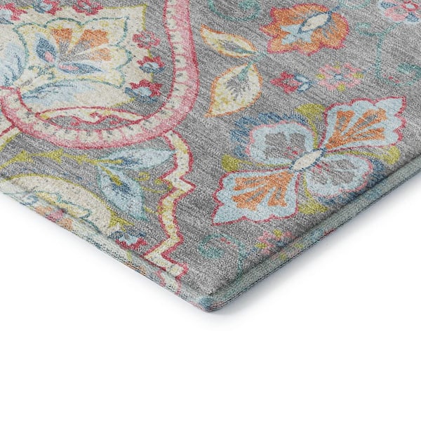 Mayfield Premium Machine Washable Abstract AMF2207 Gray 9 ft. x 12 ft. Area Rug