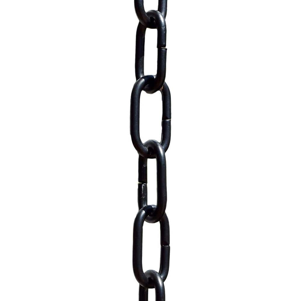 Monarch Rain Chains 18105 Aluminum Traditional Link Rain Chain Replacement Downspout for Gutters, 8-1/2 Feet Length, Black Powder Coated