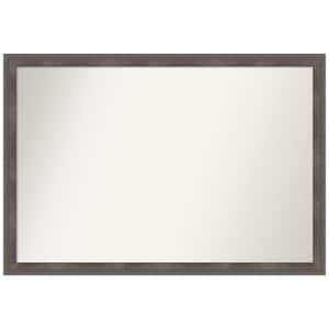 Pinstripe Lead Grey 38.5 in. W x 26.5 in. H Rectangle Non-Beveled Wood Framed Wall Mirror in Gray