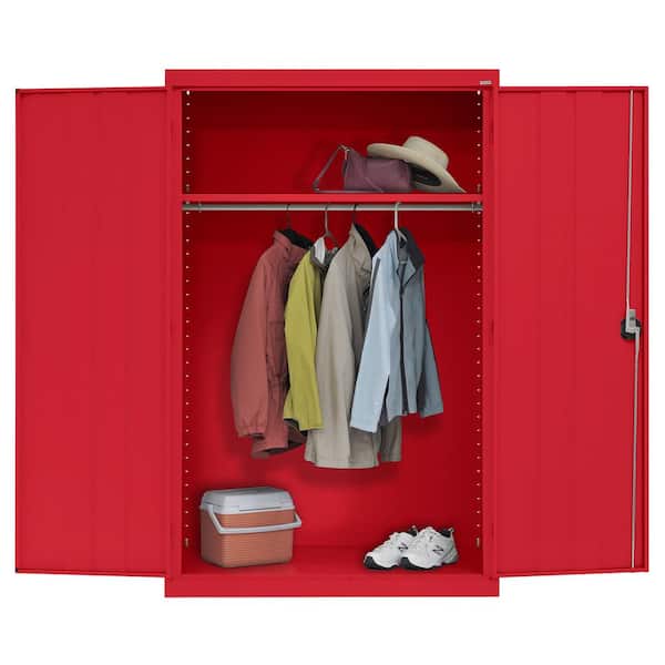 Elite Series 46 in. W x 72 in. H x 24 in. D 22-Gauge 2-Shelf Steel Freestanding Wardrobe Storage Cabinet in Red