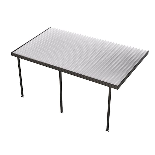 Integra 14 ft. x 12 ft. Dark Bronze Aluminum Frame White Roof Patio Cover, 10 lbs. Snow Load