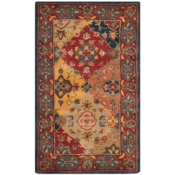 SAFAVIEH Heritage Red/Multi Doormat 3 ft. x 5 ft. Geometric Floral Border Area Rug
