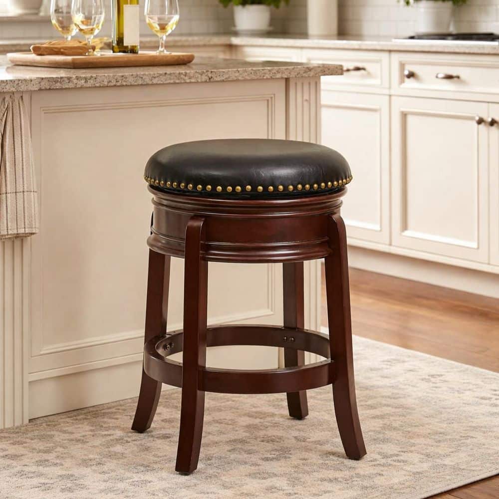 Boraam Hamilton 24 in. Cappuccino Swivel Cushioned Bar Stool 43824