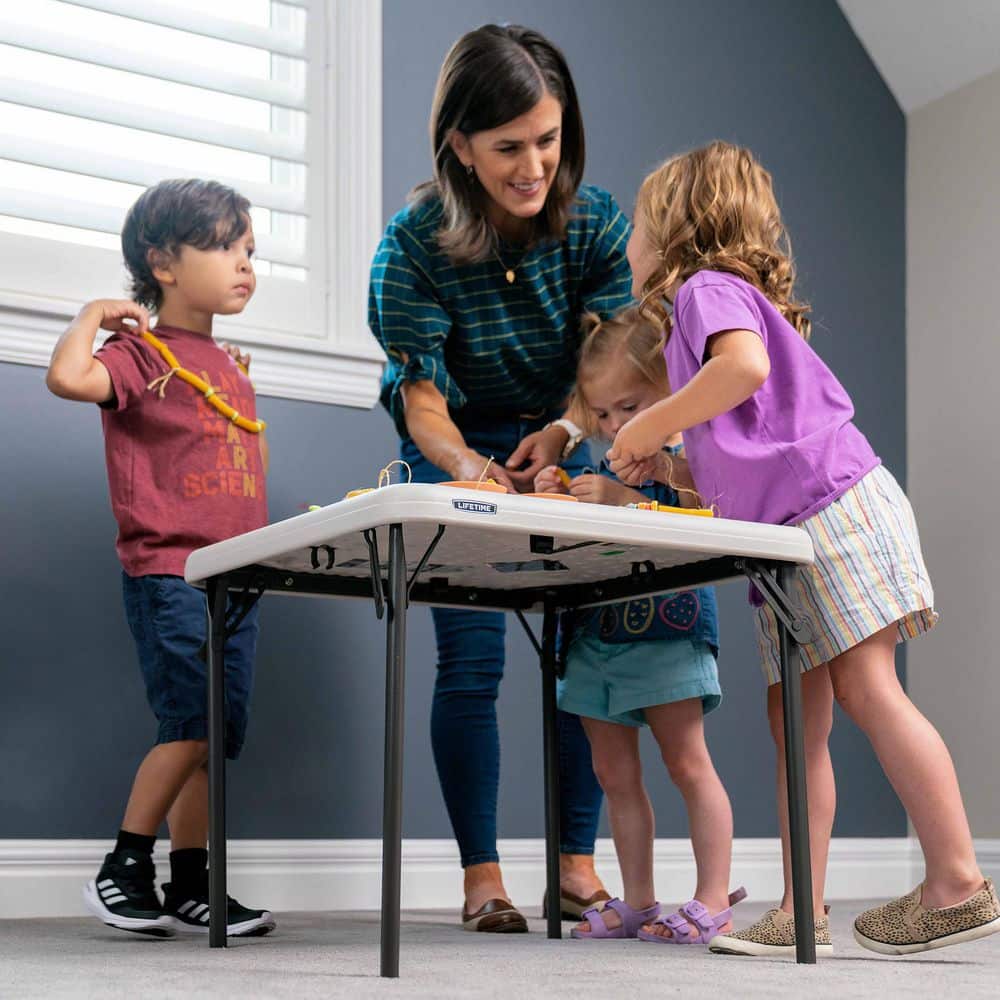 Almond Square Metal and Plastic Kids Folding Table