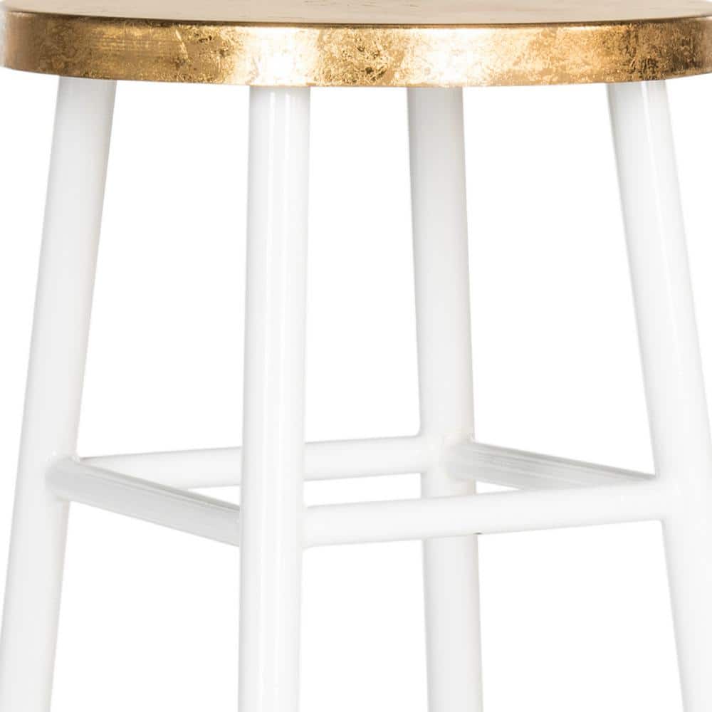 Emery 30" White and Gold Metal Bar Stool