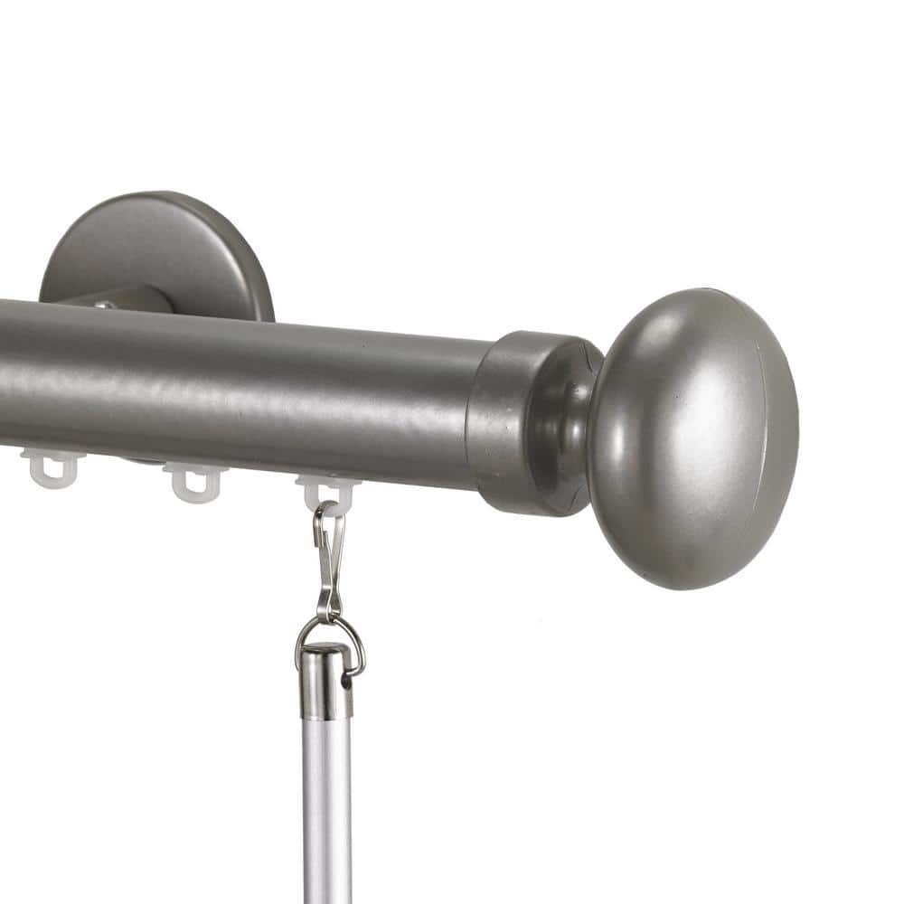 "Tekno Pro 48"" Non-Adjustable 1.13 in. Diameter Decorative Traverse Curtain Rod with Oval Finial in Silver" price history on PriceWatchPro