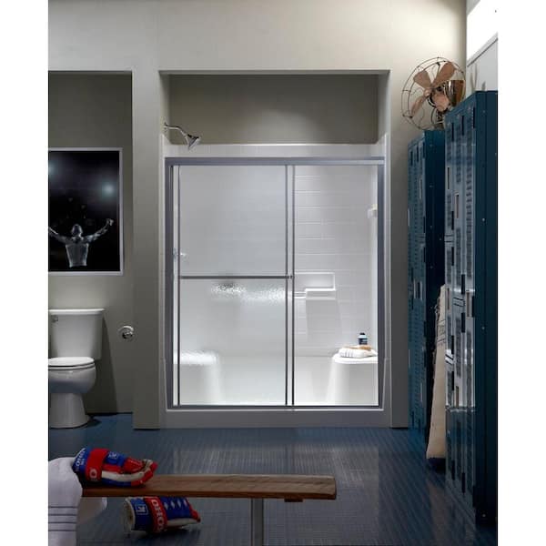 STERLING Standard 59 in. x 65 in. Framed Sliding Shower Door in Silver with Handle