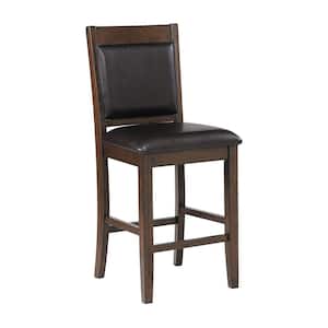 Dewey 40.5 in. Brown and Walnut Wood Frame Counter Height Stools with Footrest (Set of 2)