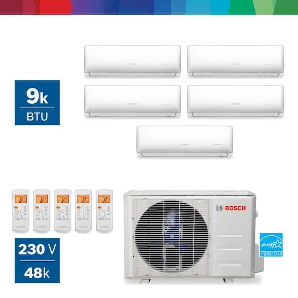 Bosch PRO PACK 48,000 BTU 4-Ton 5-Zone Ductless Mini Split Air Conditioner with Heat Pump No Line Sets 230-Volt