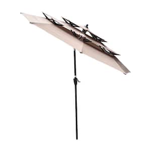 9 ft. Steel 3-Tiers Outdoor Patio Market Umbrella with Crank and tilt and Wind Vents