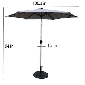 8.8 ft. Aluminium Market Umbrellas in Gray with Push Button Tilt and Crank lift