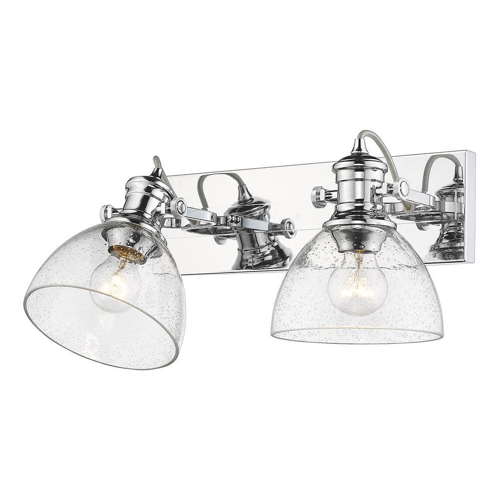 Transitional 17'' Chrome Bath Vanity Light with Seeded Glass