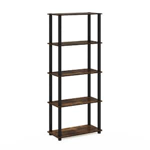 Turn-S-Tube 57.4 in. Amber Pine/Black 5-shelf Etagere Bookcase with Open Back