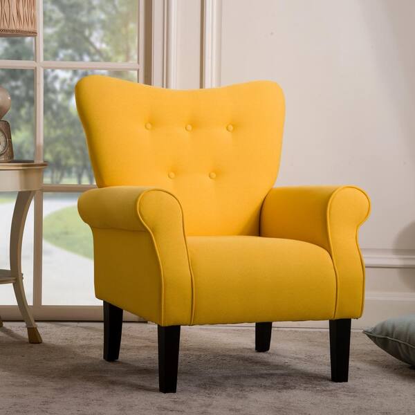 yellow linen chair