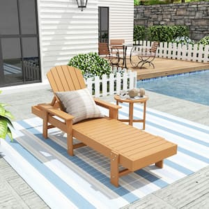 Altura 2-Piece Teak Classic Outdoor Patio Adjustable Back Adirondack Chaise Lounge Arm Chair and Round Side Table Set