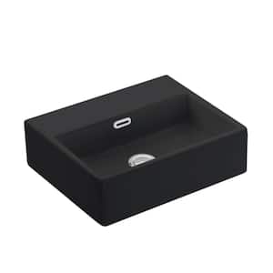 Quattro 40 BG Wall Mount / Vessel Bathroom Sink in Glossy Black without Faucet Hole