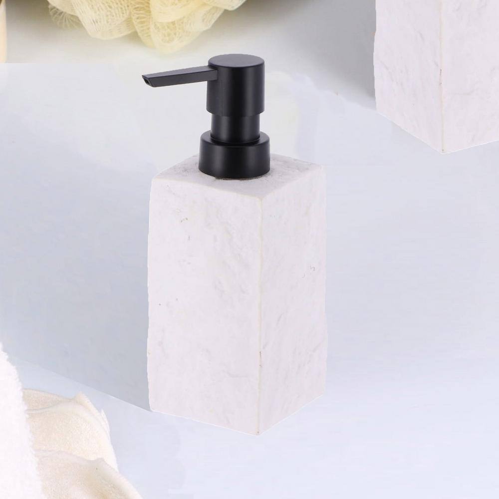 White Stone Effect Resin Hand Soap and Lotion Dispenser
