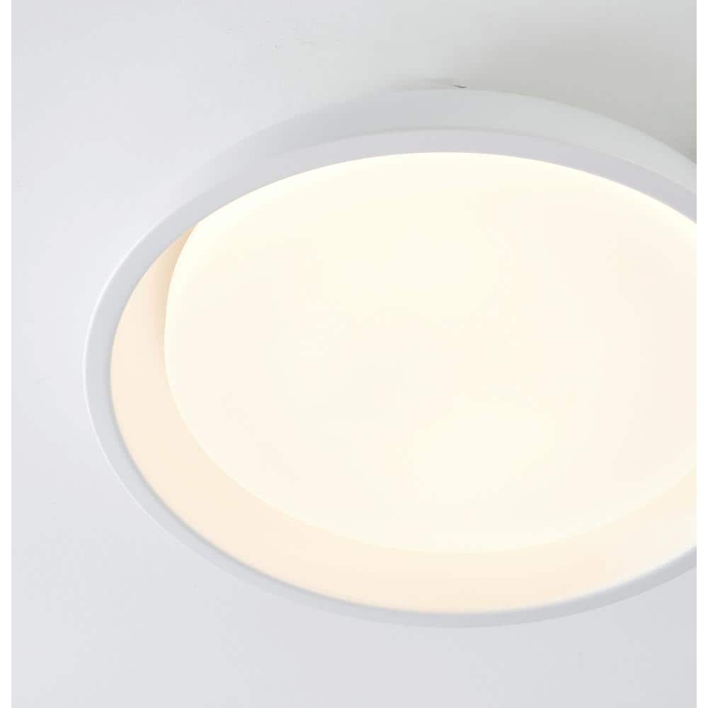 16" White Crystal LED Flush Mount Light with Brushed Nickel Frame