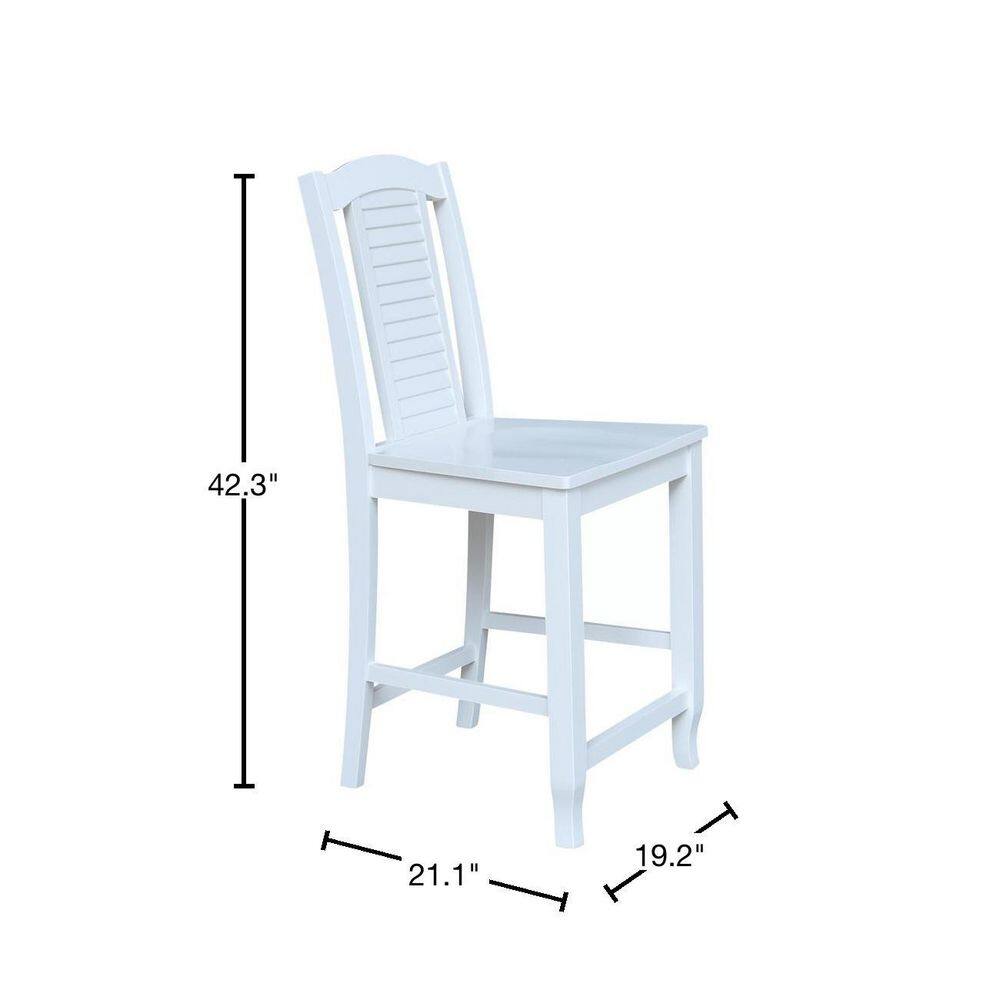 Seaside White Solid Wood Counter Height Stool
