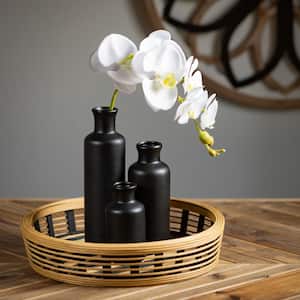 10", 7.5", and 5" Matte Black Ceramic Bottle Vase (Set of 3)