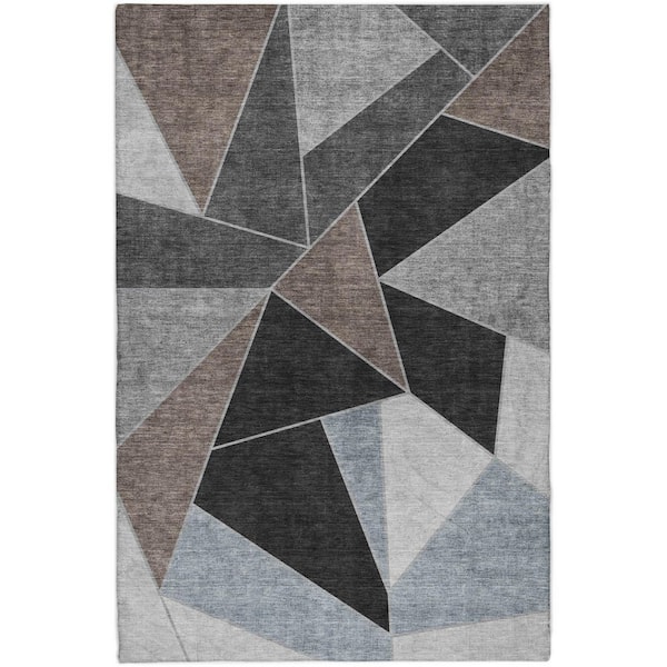 Dream Shag Premium Machine Washable Abstract ADS636 Chocolate 8 ft. x 10 ft. Area Rug