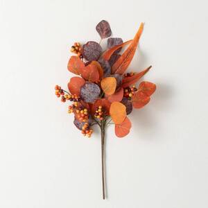 18" Artificial Fall Berry Eucalyptus Pick, Orange