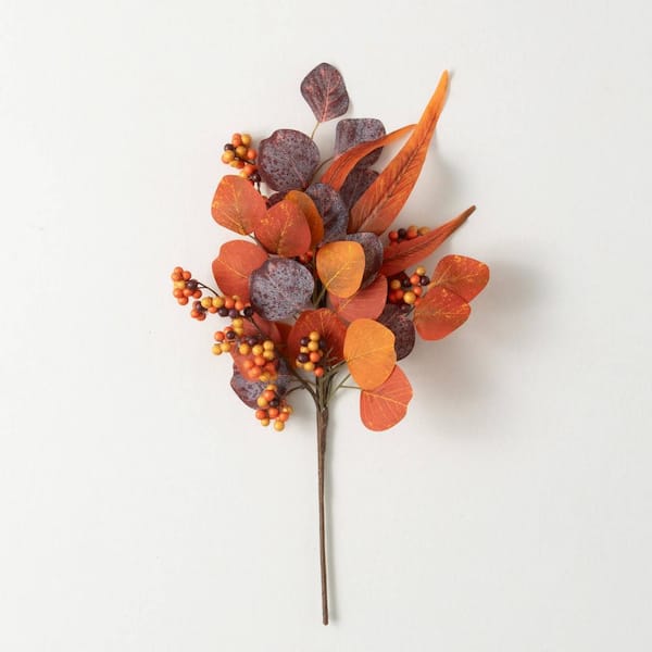 SULLIVANS 18" Artificial Fall Berry Eucalyptus Pick, Orange
