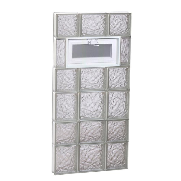 Clearly Secure 19.25 in. x 40.5 in. x 3.125 in. Frameless Ice Pattern Vented Glass Block Window