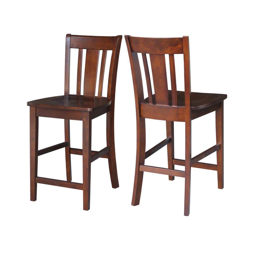 San Remo 24" Espresso Solid Wood Counter-Height Stool