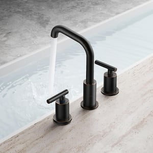 8 in. Widespread 2-Handle Bathroom Faucet with Pop-up Drain 3-Hole Spot Resist Sink Faucet in Oil Rubbed Bronze