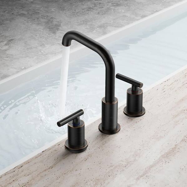 8 in. Widespread 2-Handle Bathroom Faucet with Pop-up Drain 3-Hole Spot Resist Sink Faucet in Oil Rubbed Bronze