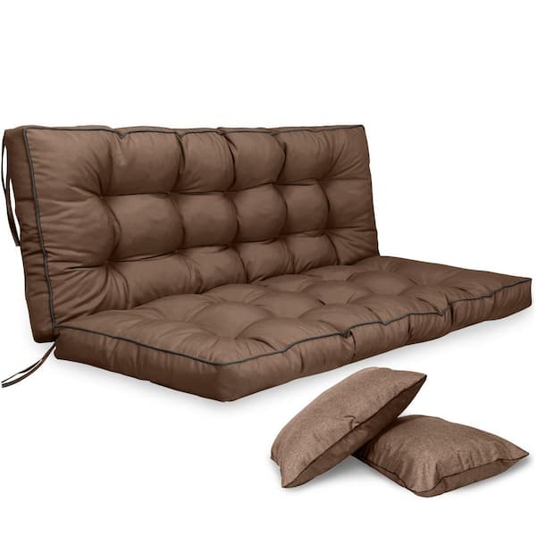 70 in. x 40 in. Swing Cushions 3 Seater Replacement with Backrest Outdoor Swing Cushions Brown