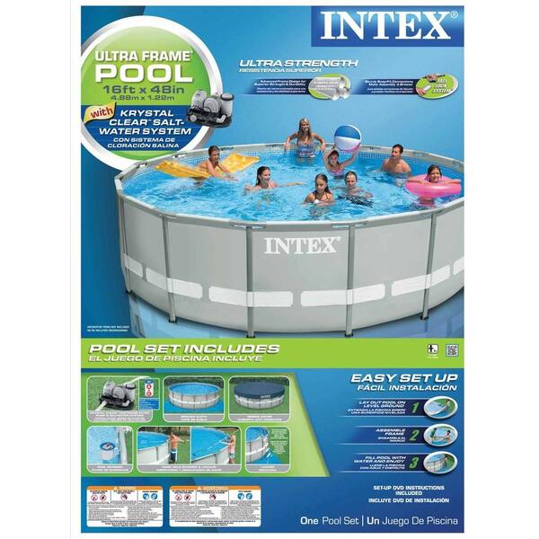 Intex 16 ft. x 48 in. Ultra Frame Pool Set with 1,200 Gal. Filter Pump and Saltwater System