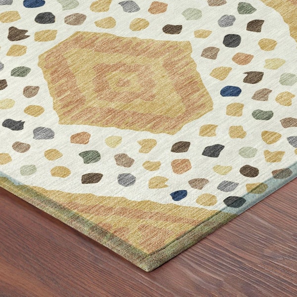 Chantille Machine Washable Indoor/Outdoor Abstract ACN2457 Gold 3 ft. x 5 ft. Area Rug