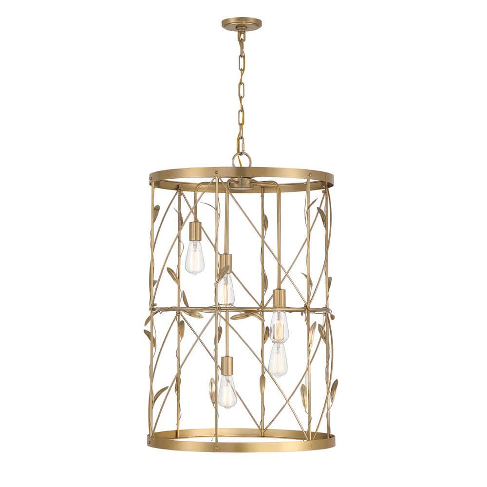 Lexington Burnished Brass 5-Light Pendant with Trellis Design
