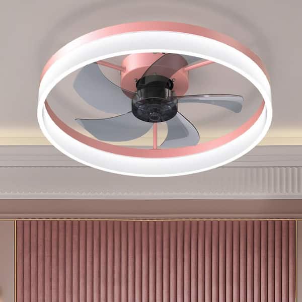 19.7 in. Integrated LED Indoor Pink Ceiling Fan with Remote Control, Adjustable 3 Color Temperature