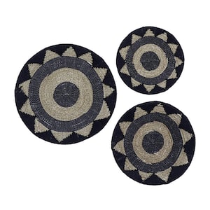 Cotton Black Handmade Woven Plate Wall Decor (Set of 3)