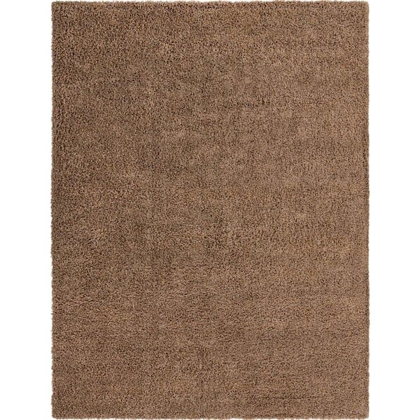 Unique Loom Solid Shag Sandy Brown 9 ft. x 12 ft. Area Rug