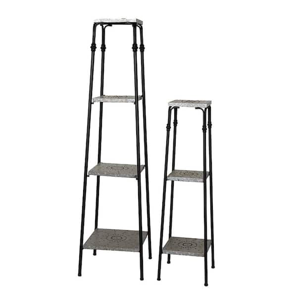 A & B Home 57.5 in. Tall Gray/Black Iron 4-Shelf Accent Bookcase