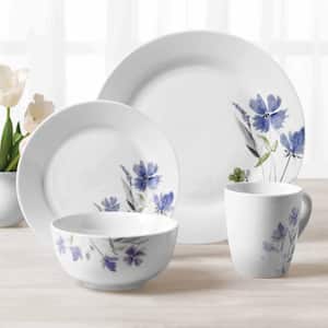16-Piece Casual White with Pattern Ceramic Dinnerware Set (Service for 4)