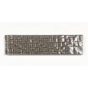 Coastal Style Glossy Taupe 2 in. x 8 in. Textured Glass Tile Sample