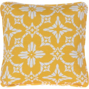 Floral Yellow Indoor or Outdoor Throw Pillow
