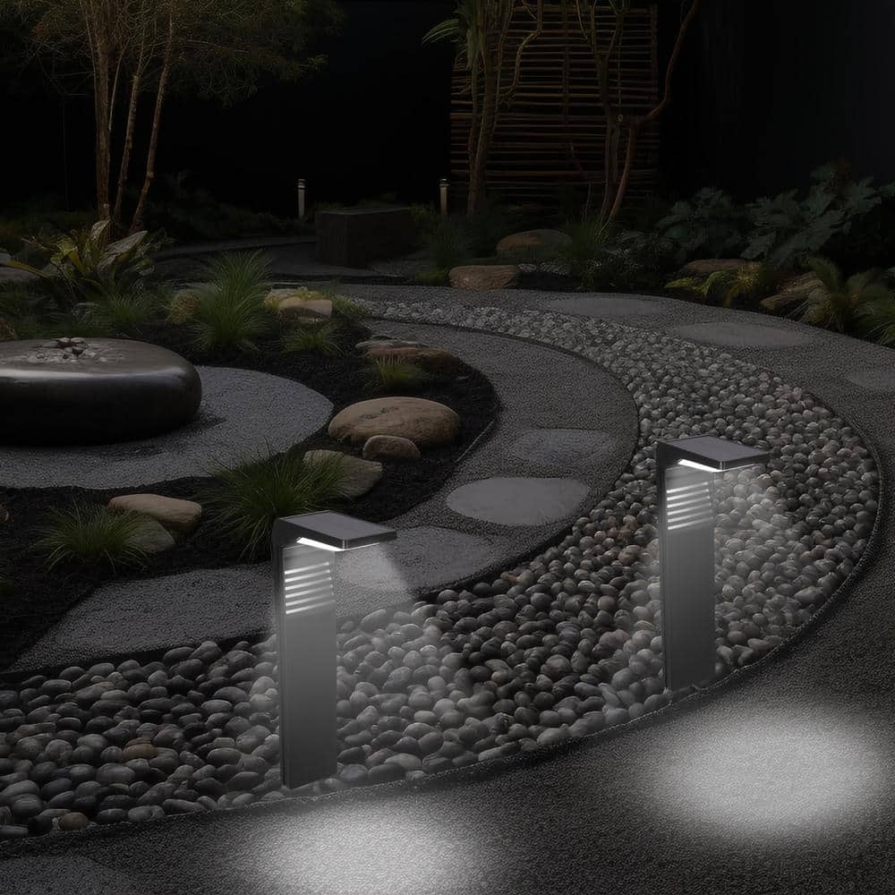 16.5" Black Solar LED Pathway Lights with Dusk to Dawn