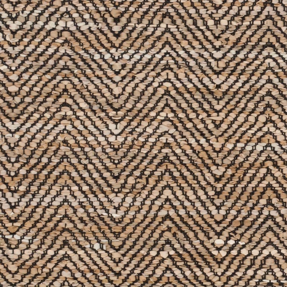 Handwoven Mod-Chic Black Cowhide Leather 3' x 5' Area Rug