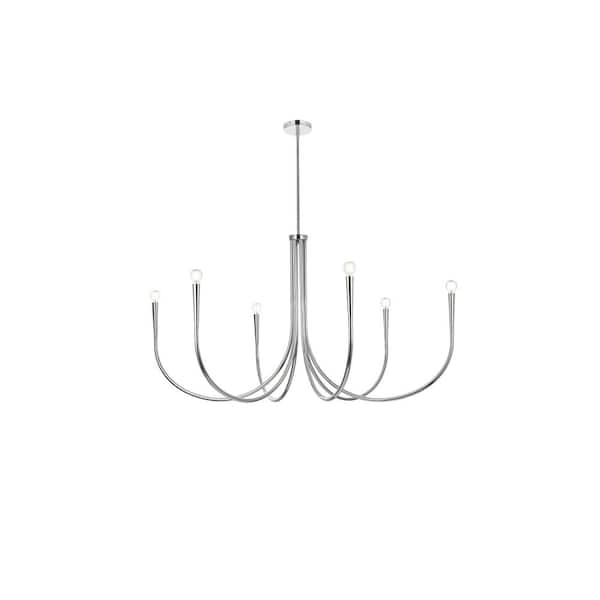 Unbranded 50 in. Home Living 6-Light Chrome Chandelier with no Bulbs Included