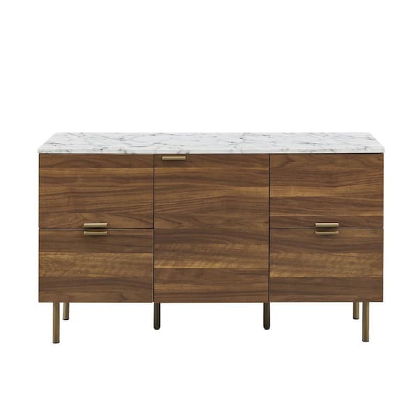 Tileon 48 in. W x 14 in. D x 28 in. H in Walnut Engineered Wood Ready to Assemble Floor Base Kitchen Cabinet