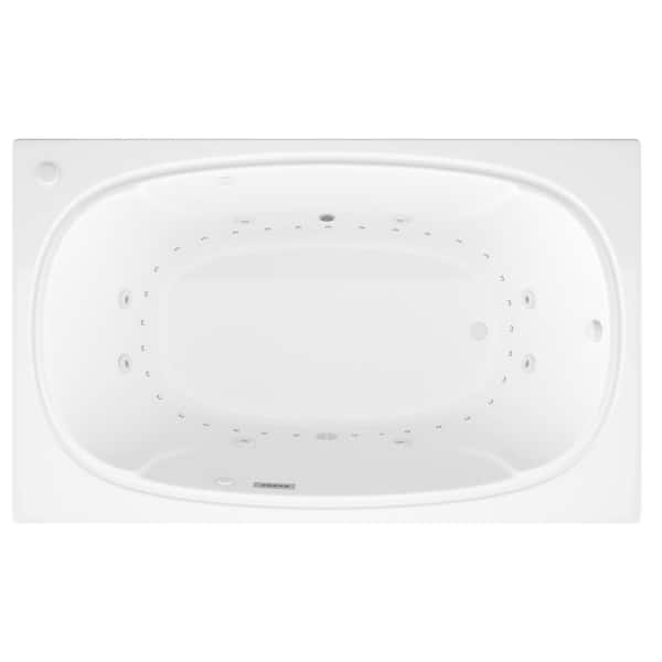 Peridot Diamond Series 6 ft. Left Drain Rectangular Drop-in Whirlpool and Air Bath Tub in White