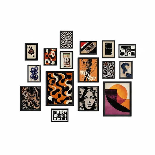16 PCS Framed Retro 70s Wall Art 7 in. x 5 in. LINBQ274 - The Home