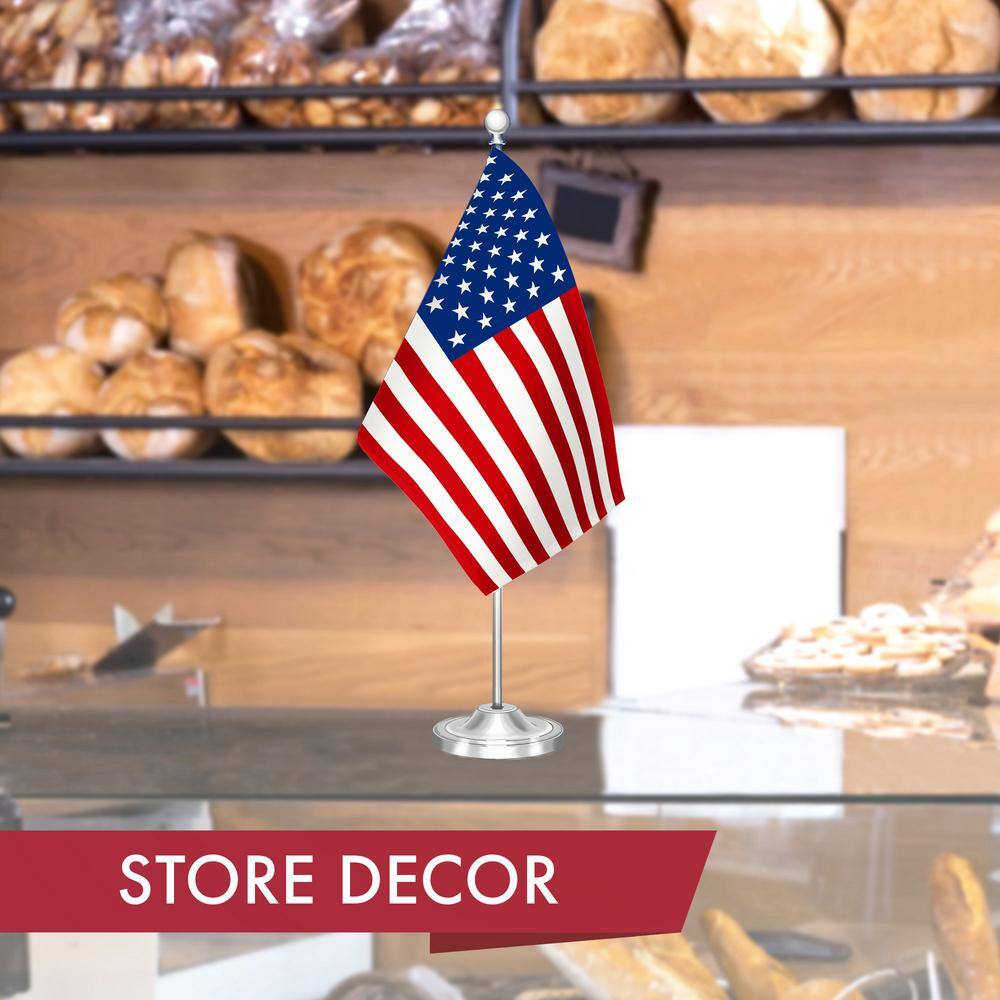 Patriotic 8.5x5.5 Inch American Desk Flag with Metal Pole